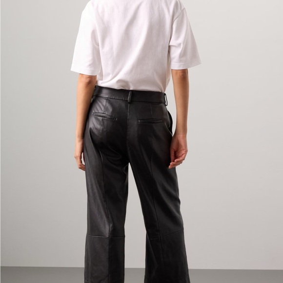 Jason Wu Collection Black Faux Leather Wide Leg Cropped Pants Size 6 - Picture 2 of 7